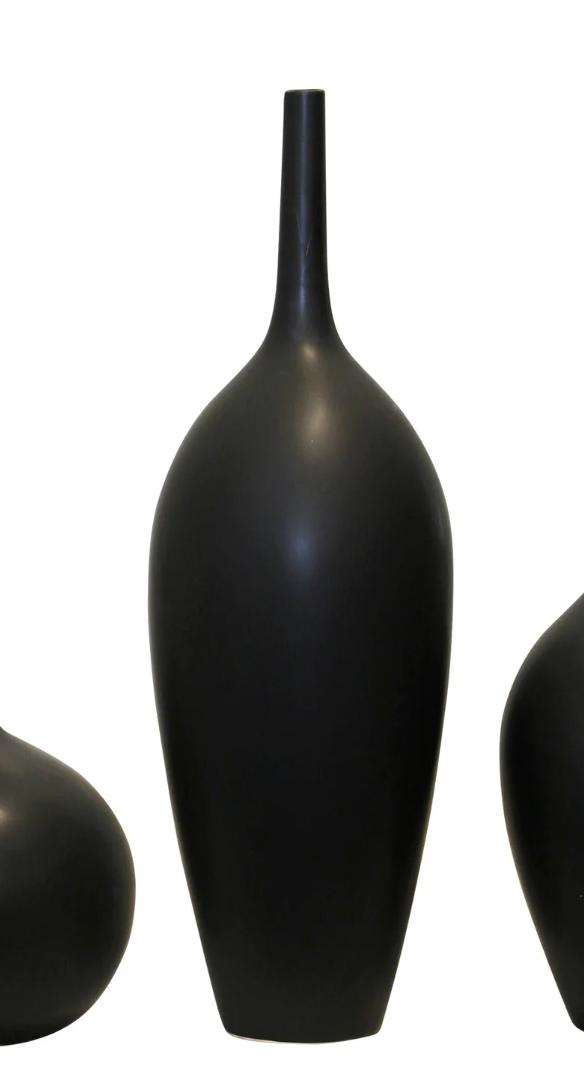 Porter Vases Set of 3 | Black Finish on Ceramic