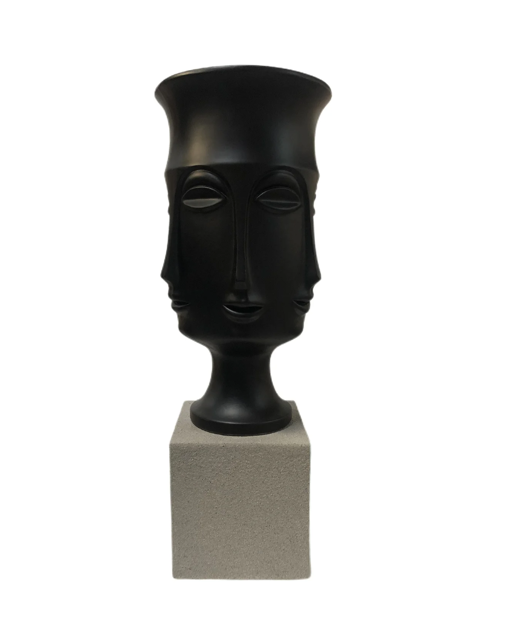 Assisi Floor Vase- Small | Matte Black Finish on Resin with Frosted Gray Base