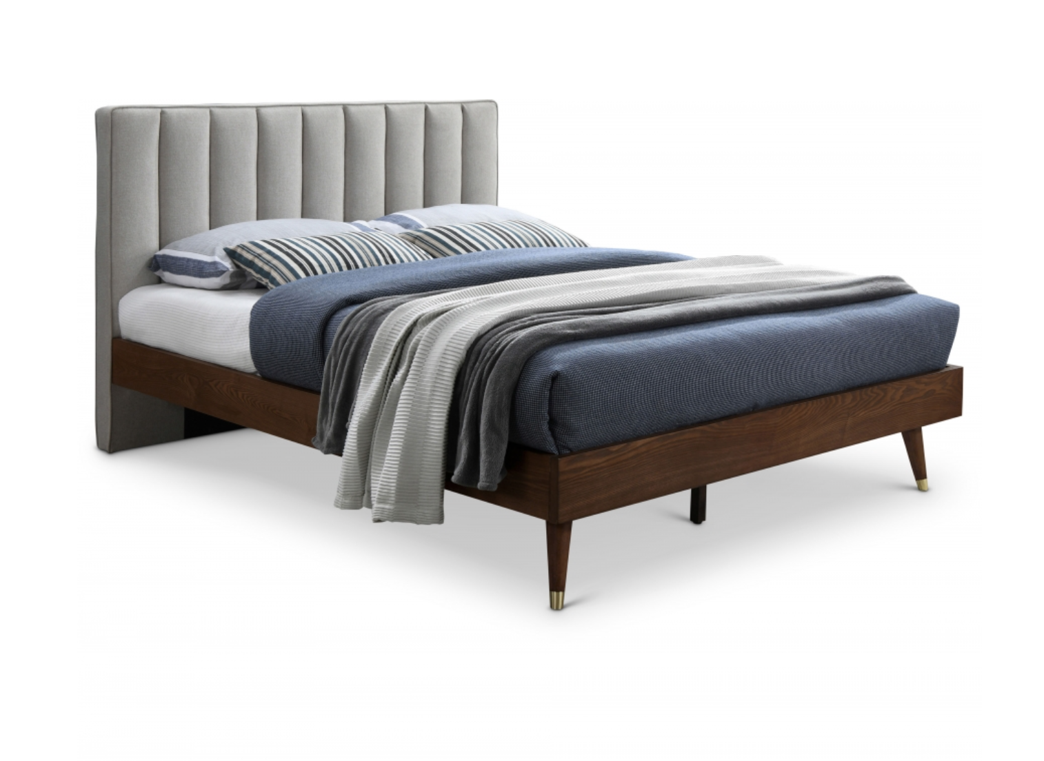 Vance Mid-Century Modern Linen Textured Bed