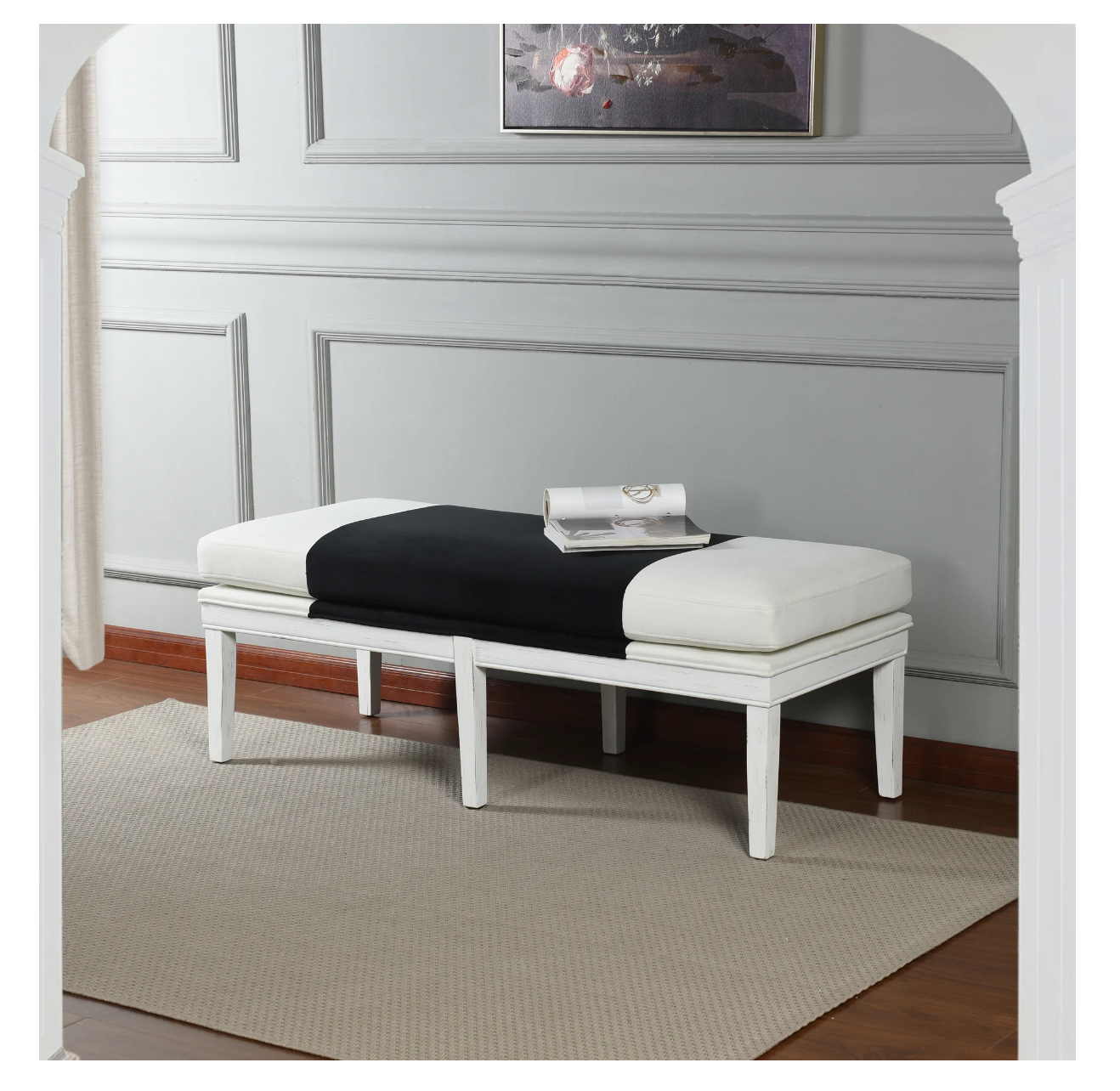 DANN FOLEY LIFESTYLE | SIX LEG CONTEMPORARY BENCH | TWO TONE | 54IN X 20IN X 20IN