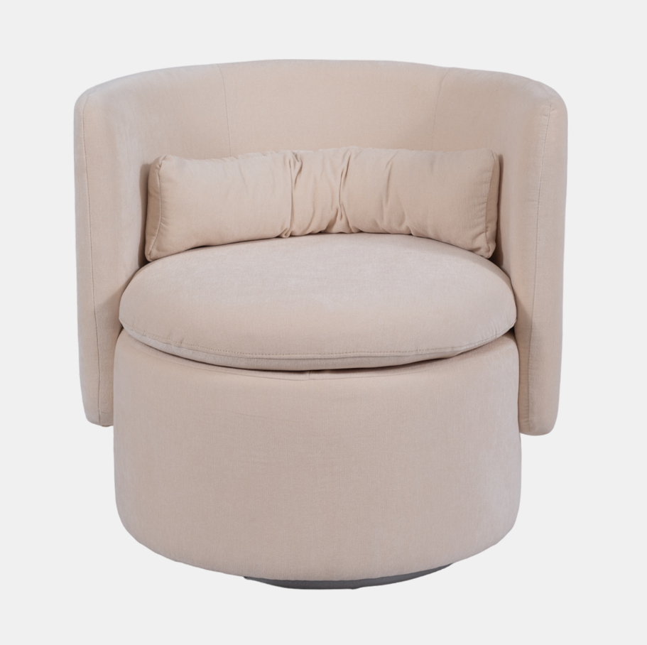 Round-back Swivel Chair, Ivory/beige