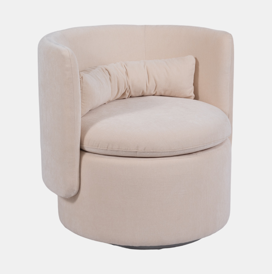 Round-back Swivel Chair, Ivory/beige