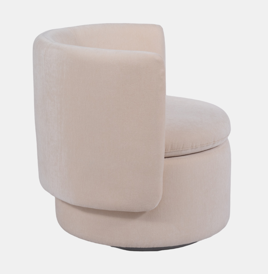 Round-back Swivel Chair, Ivory/beige