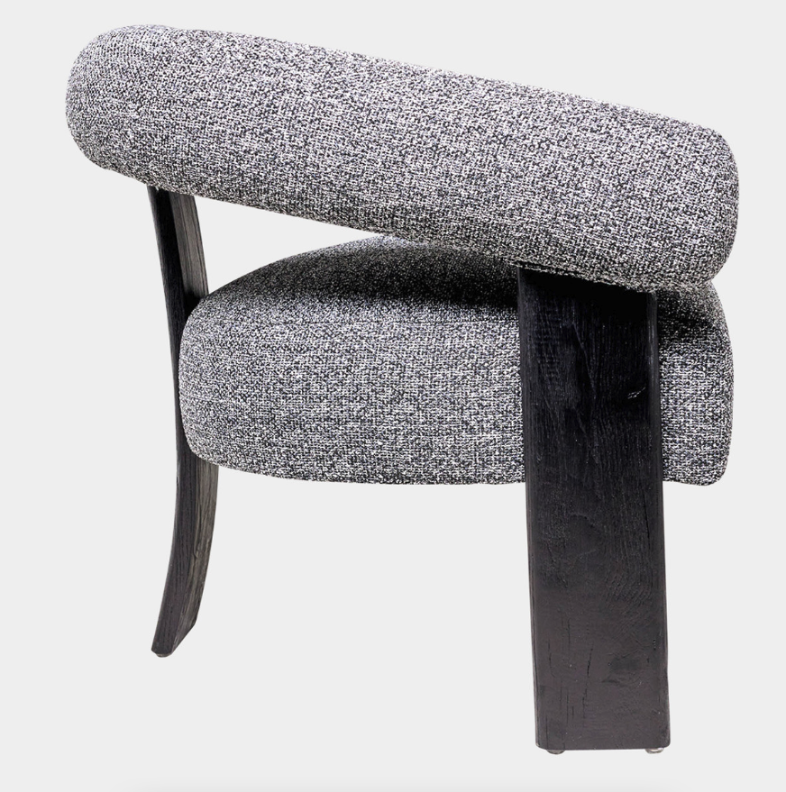 Curved Back Wishbonechair With Black Legs - Gray