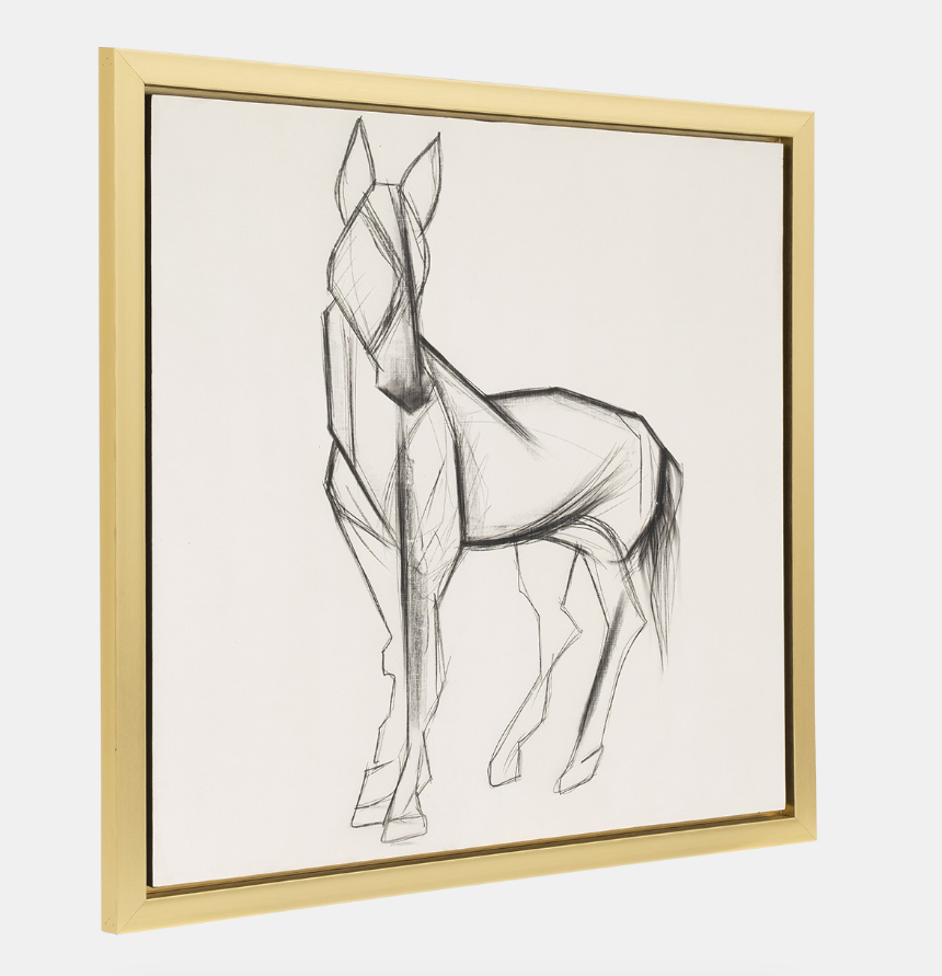 Hand Painted Elegant Horse Sketch, Blk/Wht 47x47