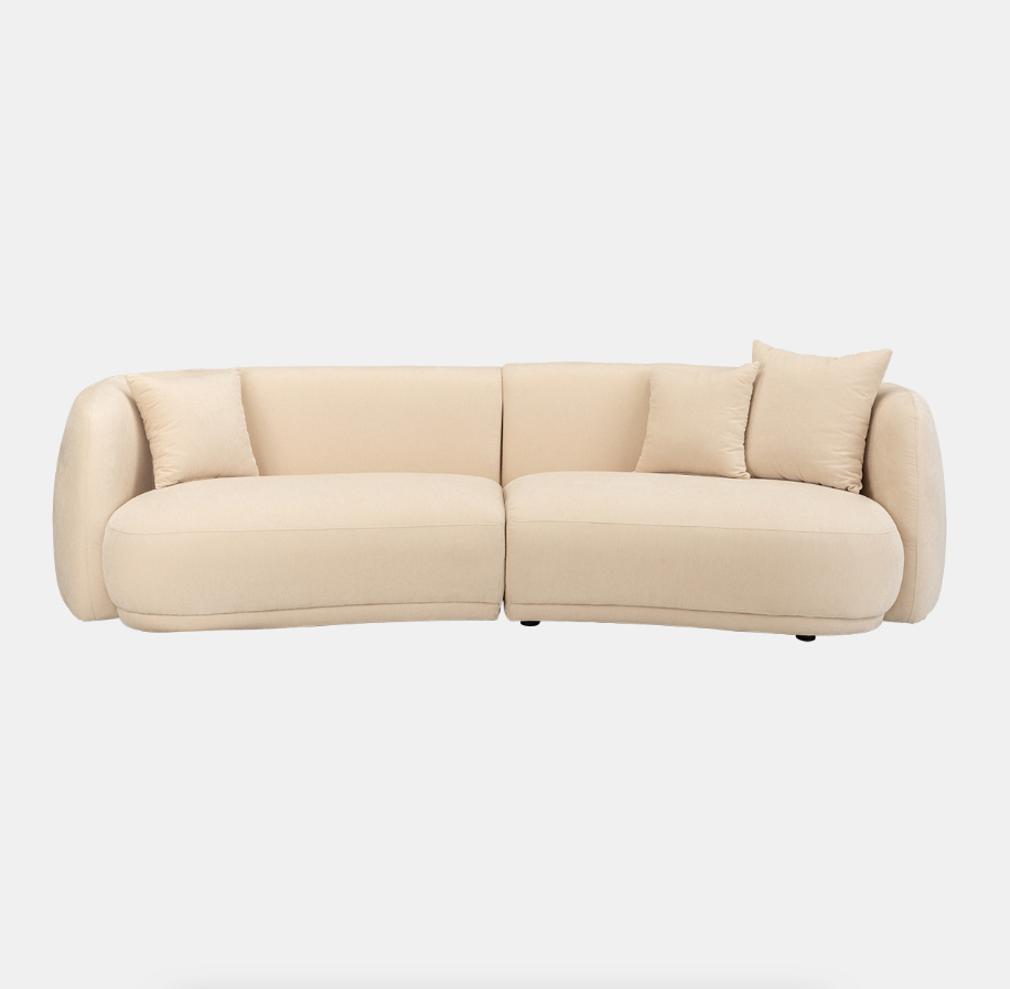 Curved Sofa, Ivory/Beige 2boxes 4-Seat