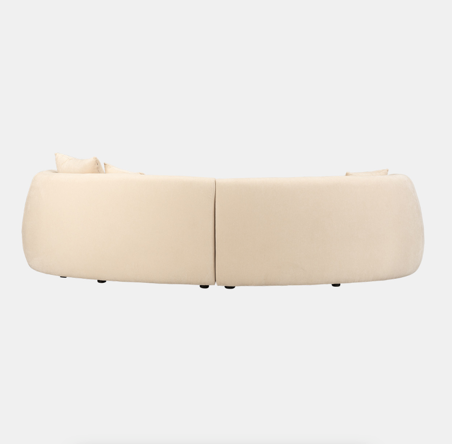 Curved Sofa, Ivory/Beige 2boxes 4-Seat