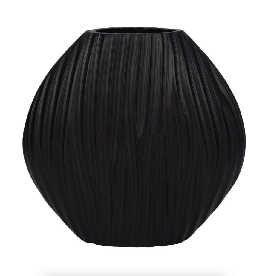 METAL, 11" FORLI SMALL BLACK VASE