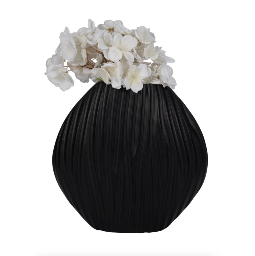 METAL, 11" FORLI SMALL BLACK VASE