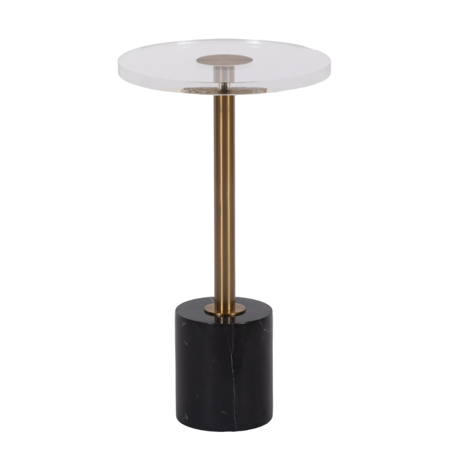 21" ELISIA ACRYLIC AND MARBLE ACCENT TABLE