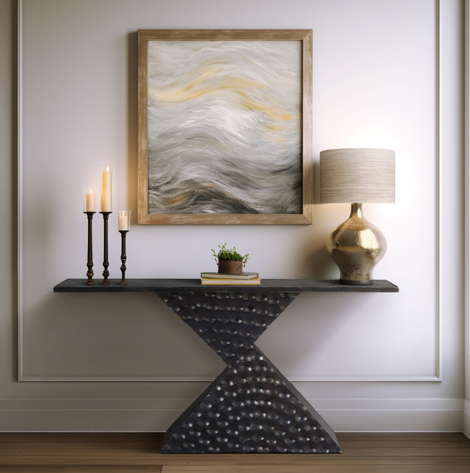 56" LIANA BLACK CONSOLE TABLE, KD