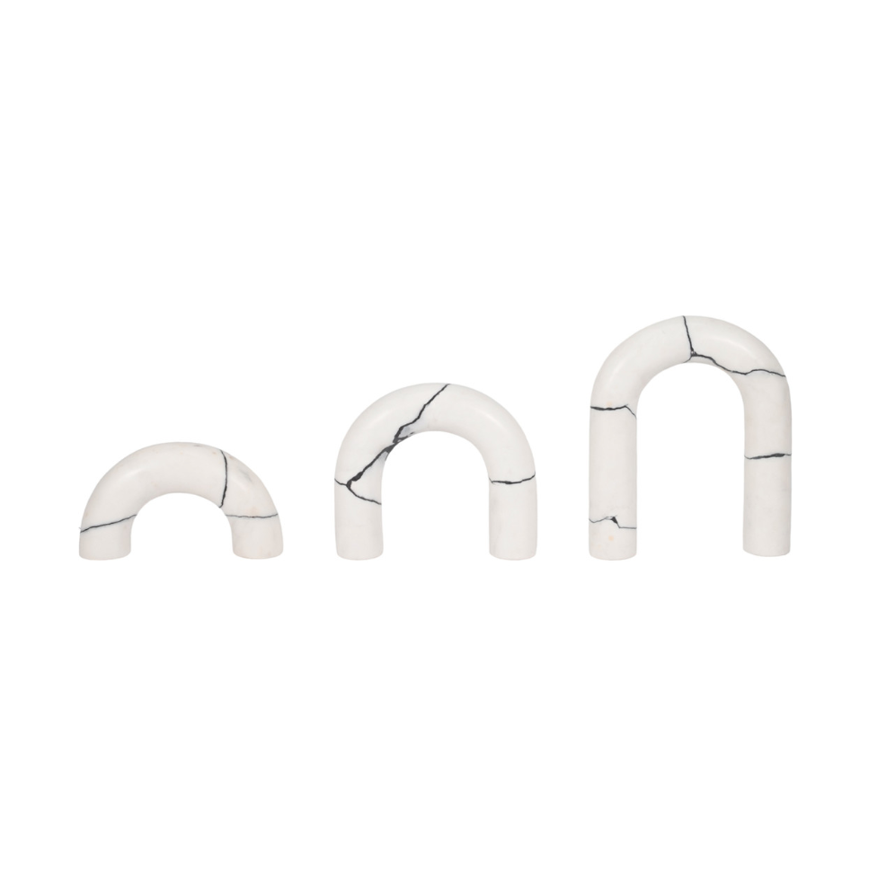 S/3 5/7/8" REAKA WHITE MARBLE ARCHES