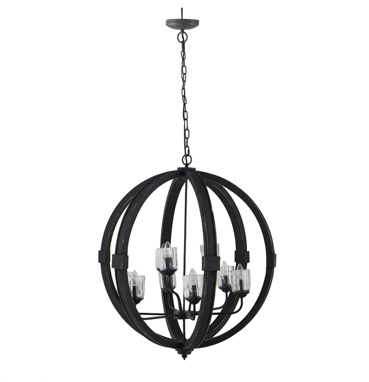 Reider Black Wood Orb Chandelier