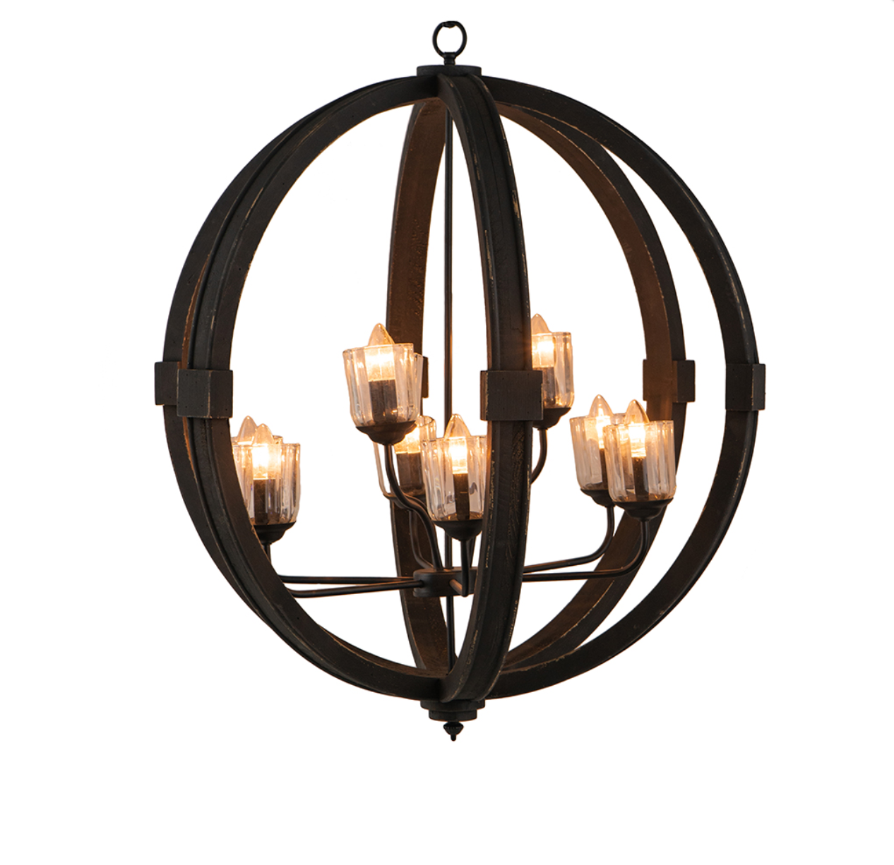 Reider Black Wood Orb Chandelier