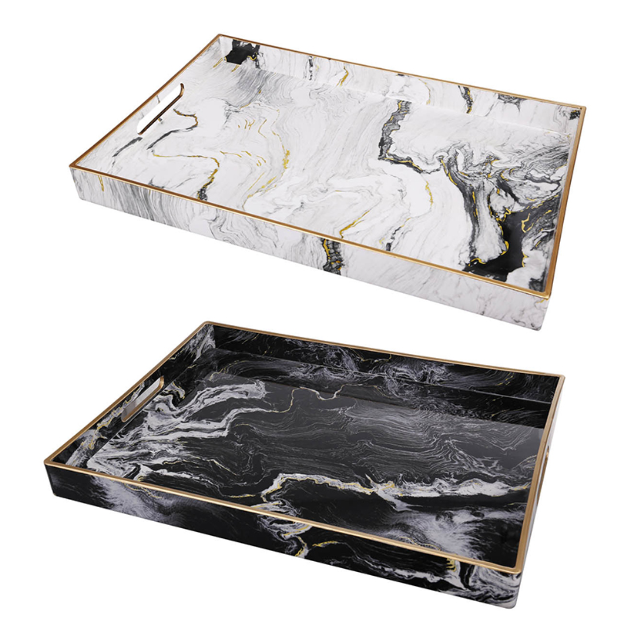 Quinn Rectangular Trays, Black&White