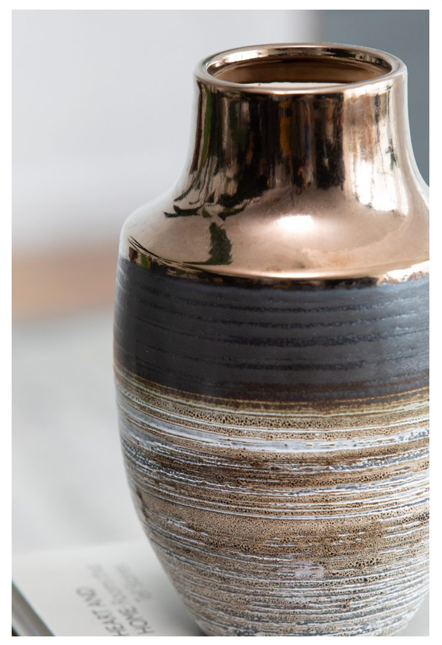 Ceramic Vase, Bronze/Gray