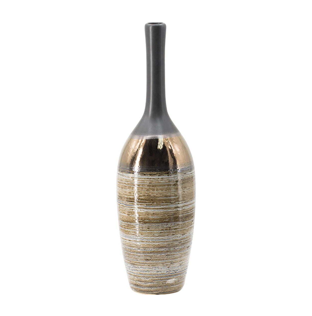 Bronze Ceramic Bottleneck Accent Vase