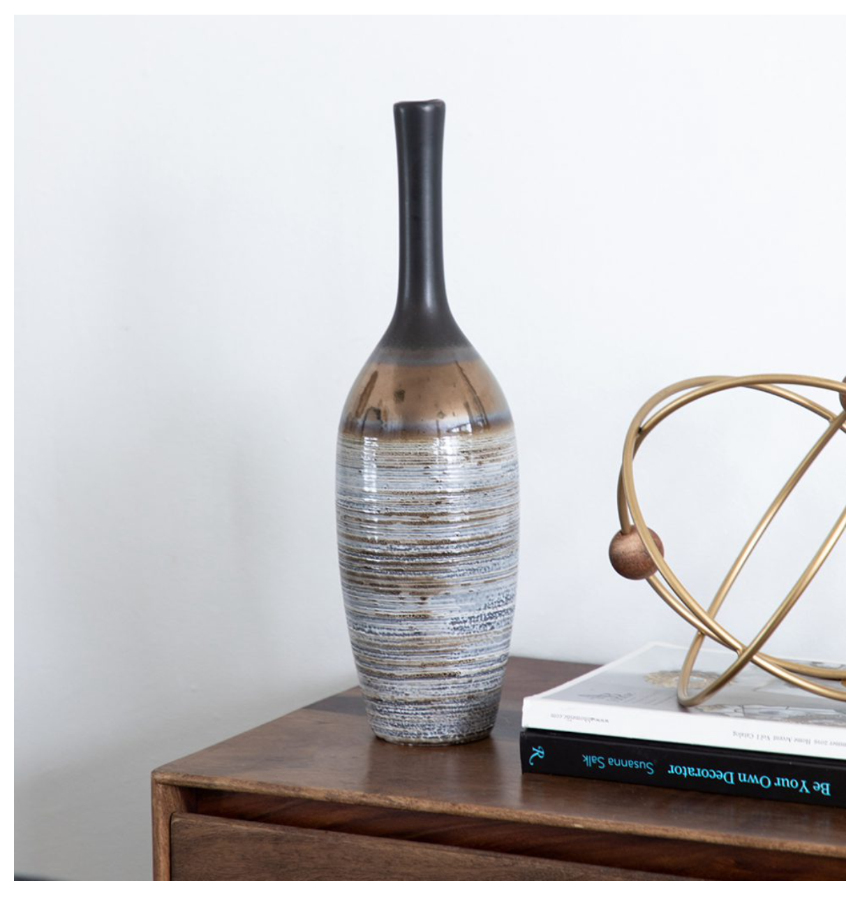 Bronze Ceramic Bottleneck Accent Vase