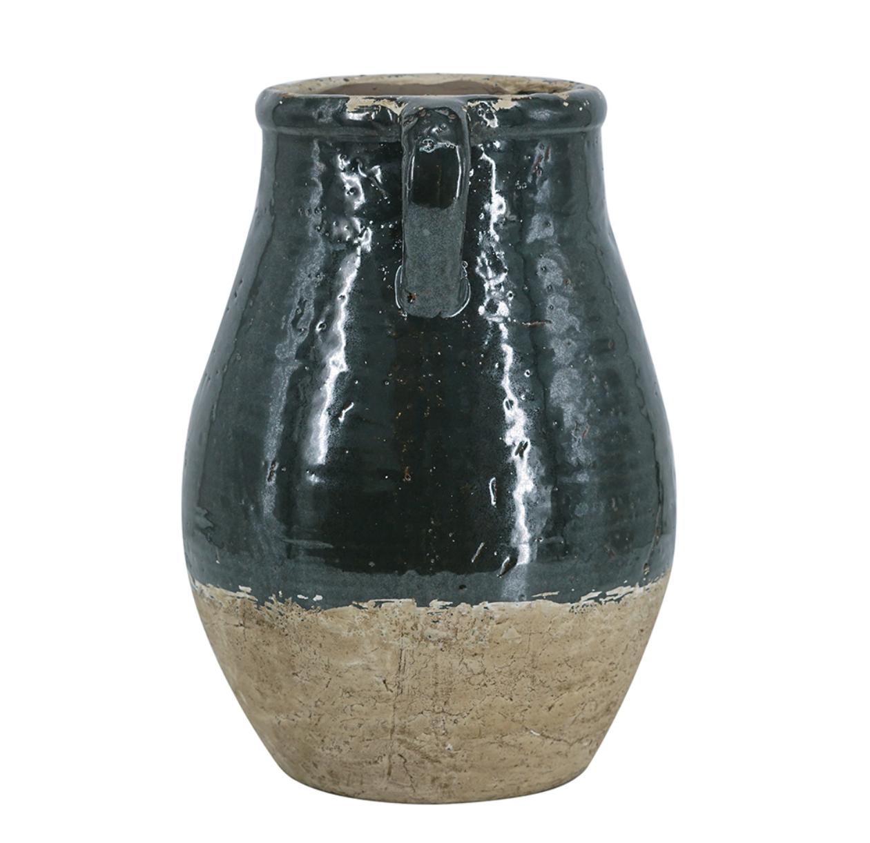 Green Terracotta Accent Vase with Small Handles