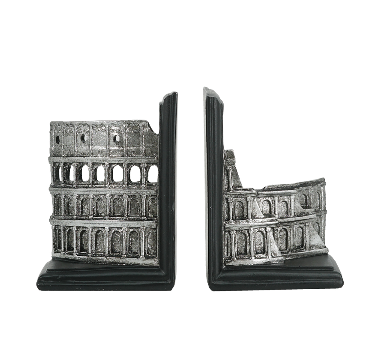 Silver and Black Colosseum Bookends