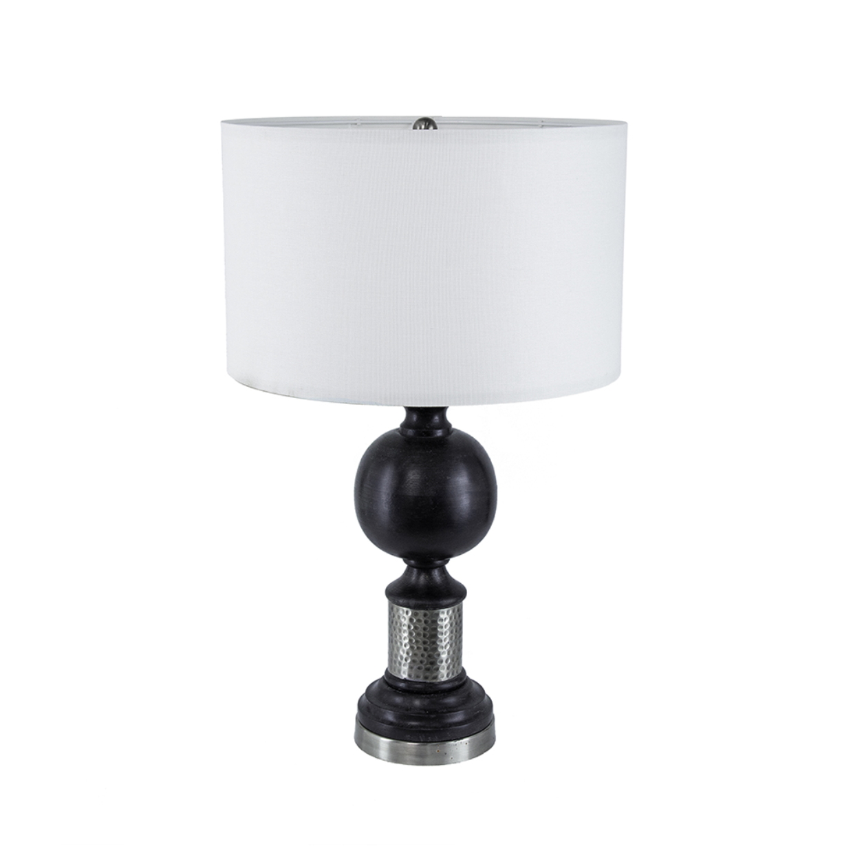 Black and Gray Table Lamp with Hammered Metal