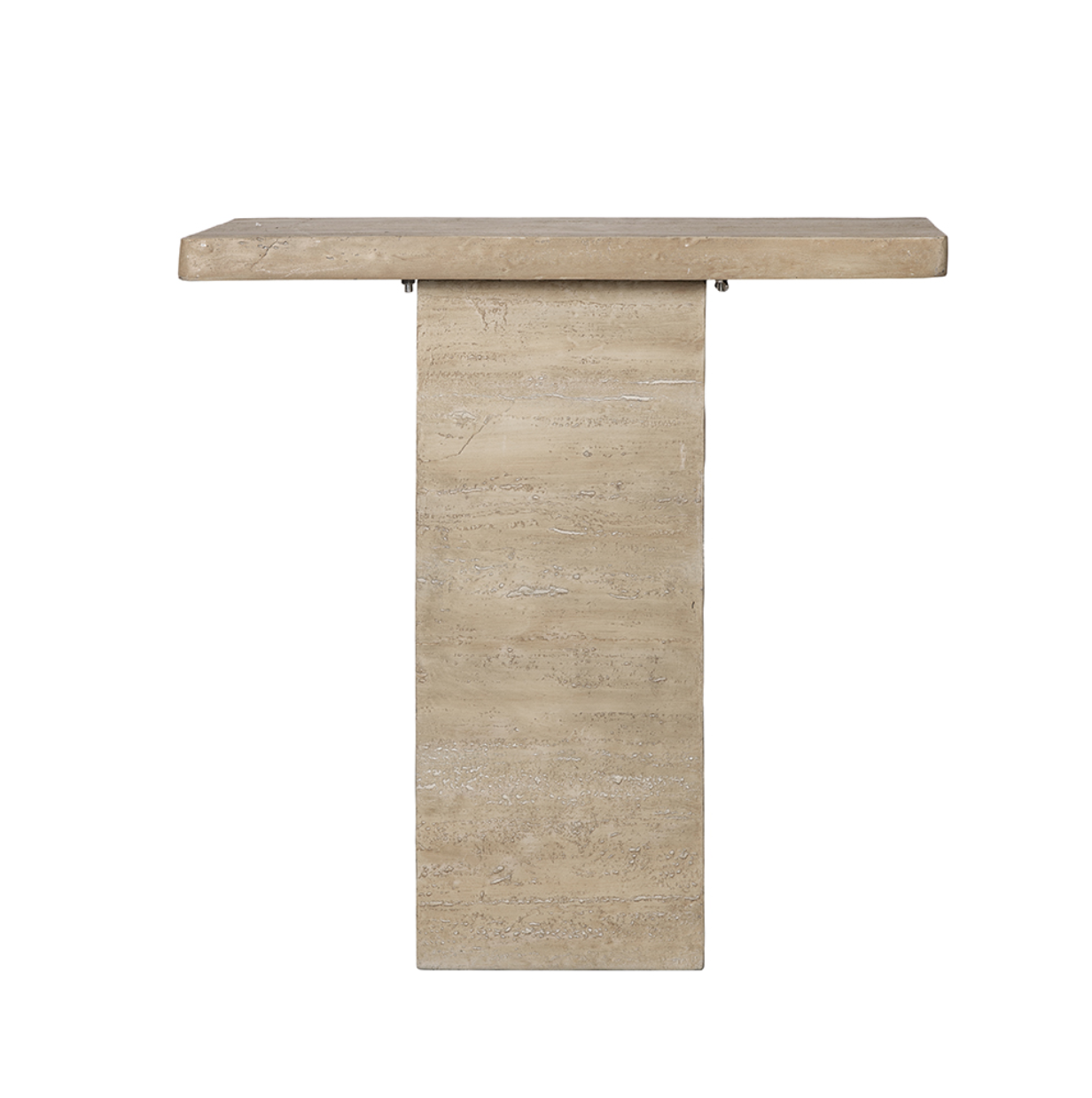 Cream Square Console Table With Pedestal Base