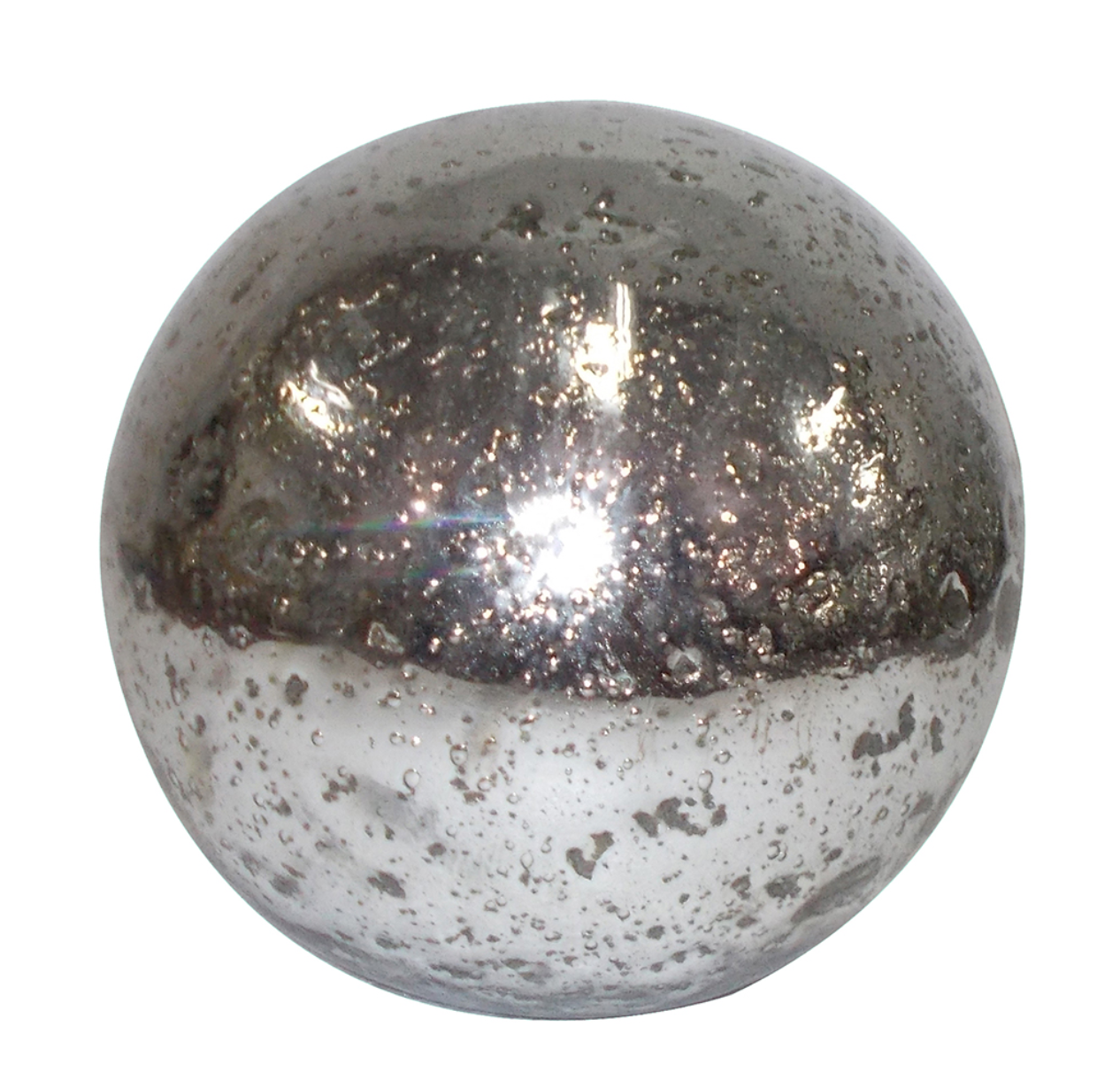 8" Textured Silver Glass Sphere