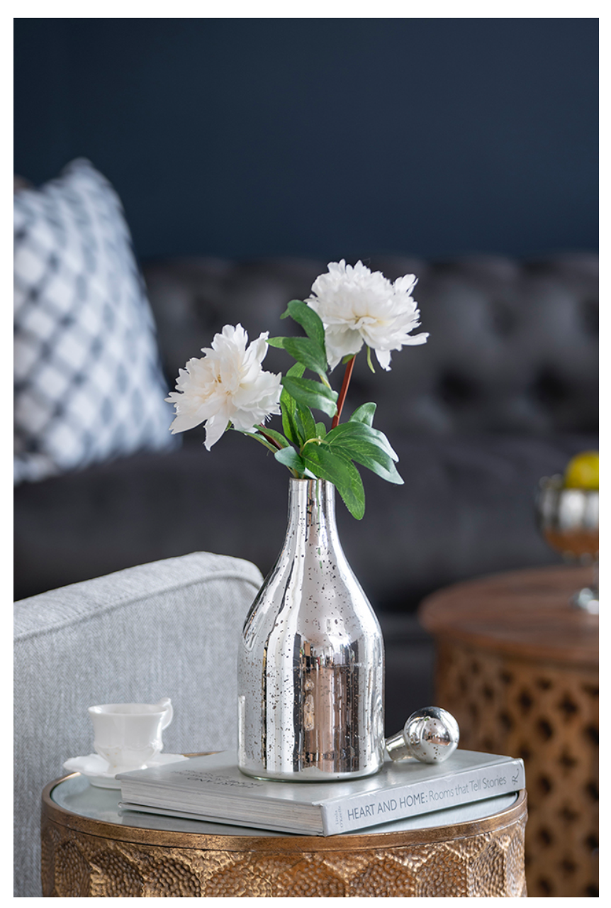 Antique Silver Glass Jar with Round Design