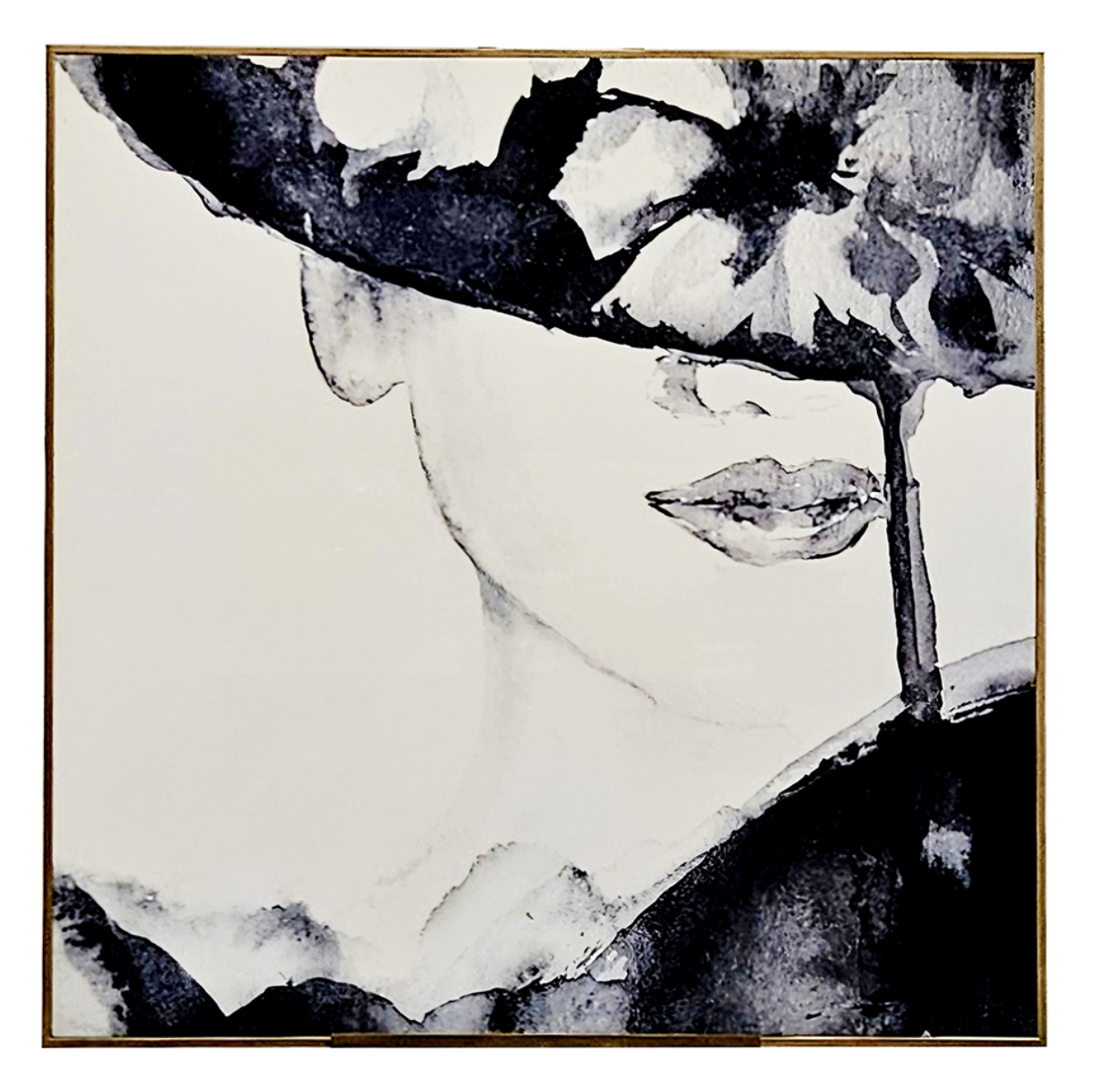 Black And White Large Square Wall Art Female Face