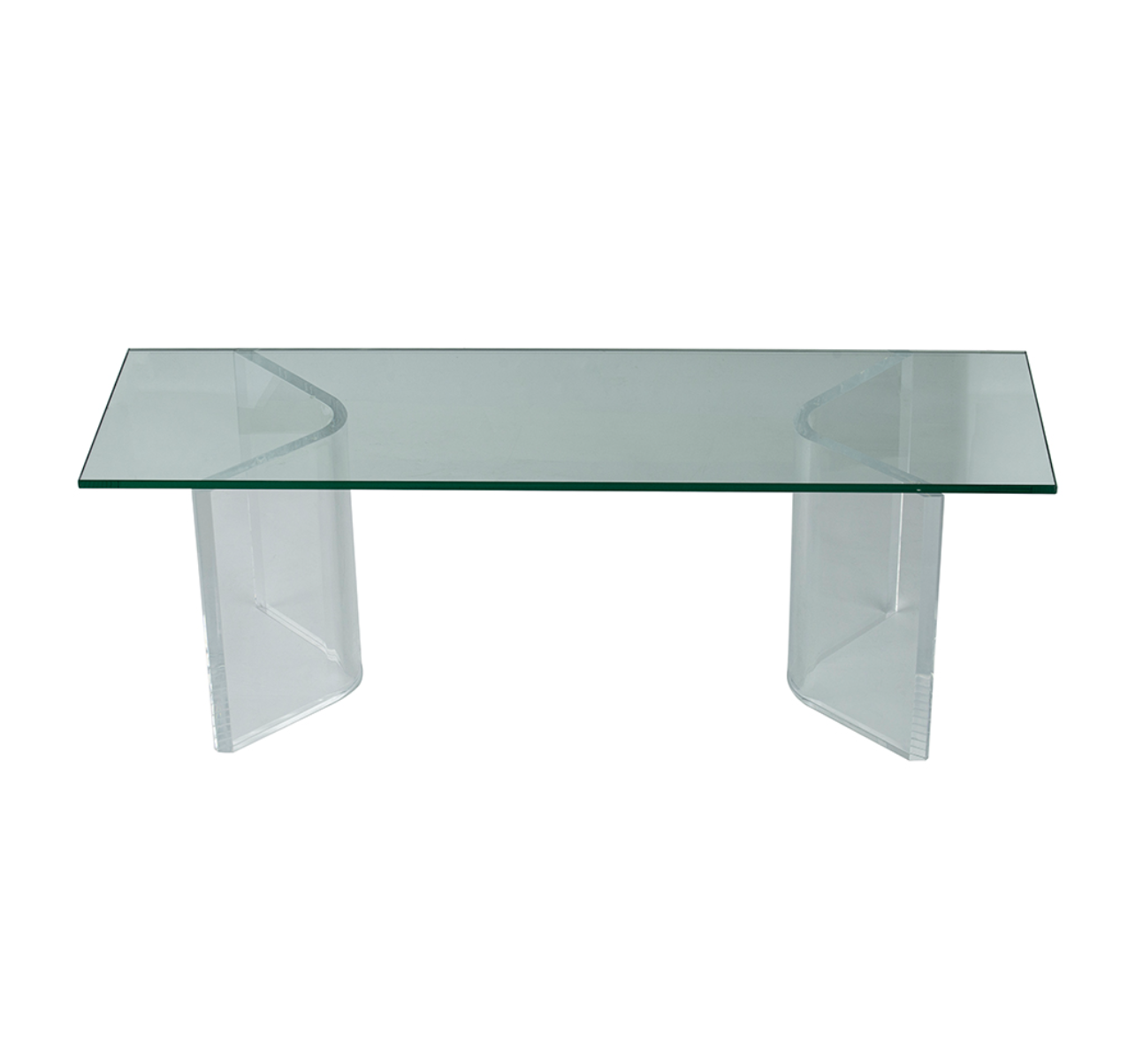 Large Rectangle Acrylic Coffee Table with Glass Top, Clear