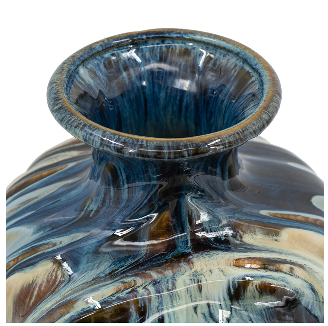 Blue and Brown Reactive Glazed vase, Tall