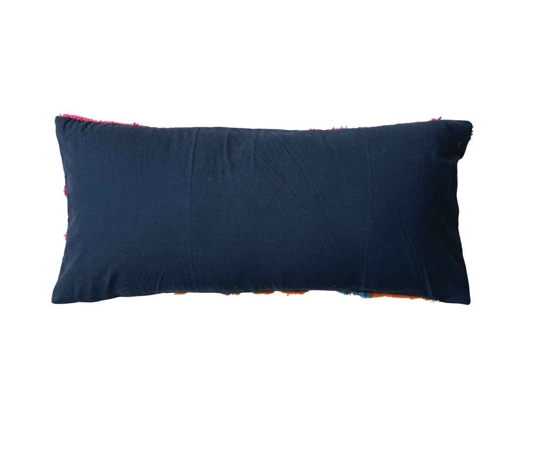 Embroidered Fabric Indoor/Outdoor Lumbar Pillow