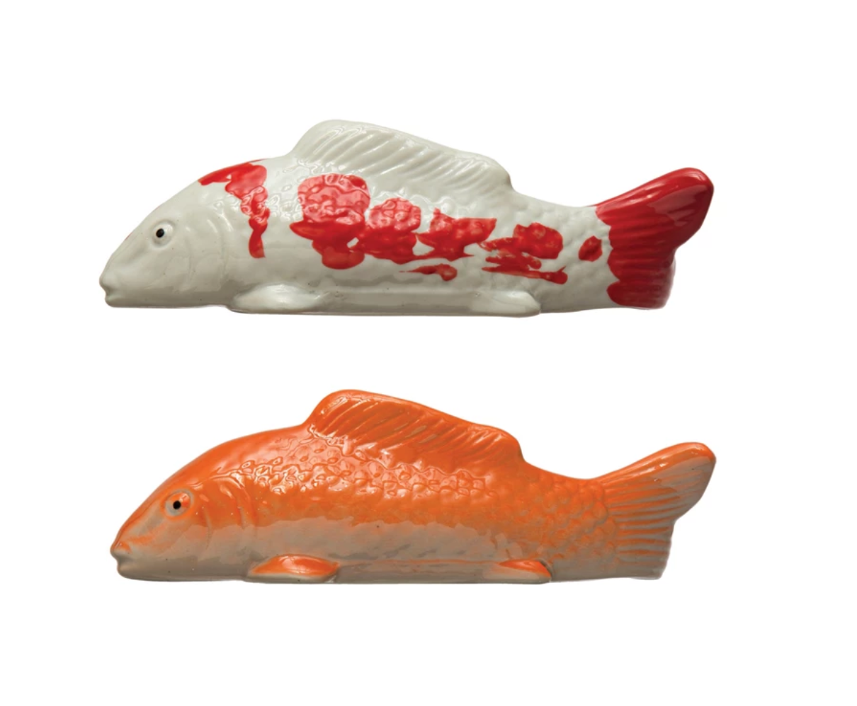 Stoneware Floating Fish, Orange Color & White, 2 Styles