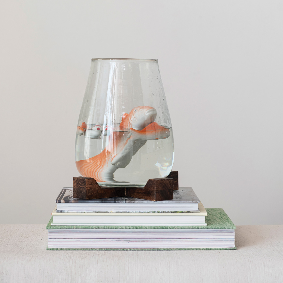 Stoneware Floating Fish, Orange Color & White, 2 Styles