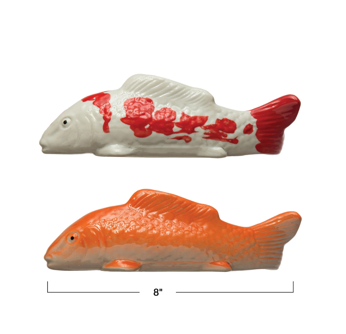 Stoneware Floating Fish, Orange Color & White, 2 Styles