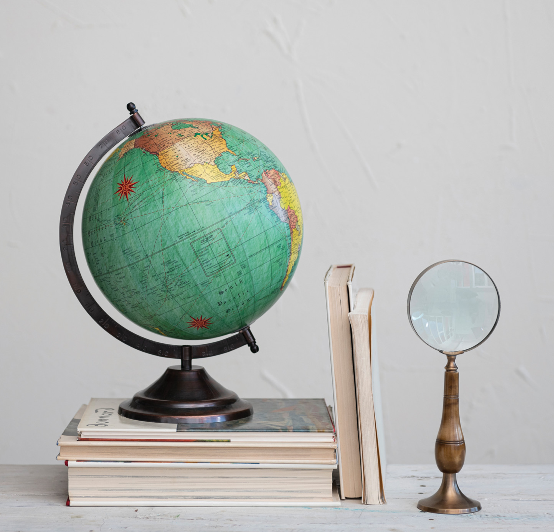 Brass & Bone Magnifying Glass on Stand