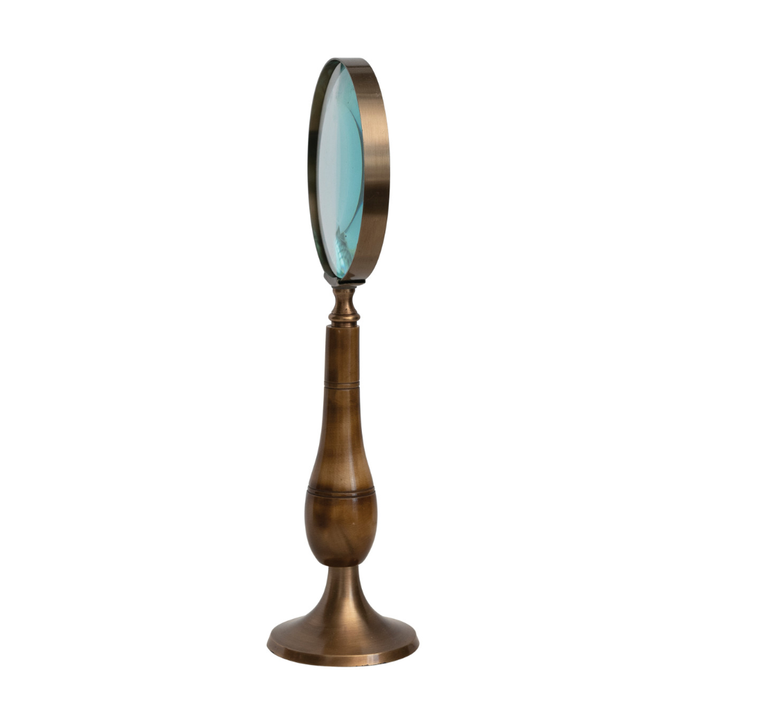 Brass & Bone Magnifying Glass on Stand