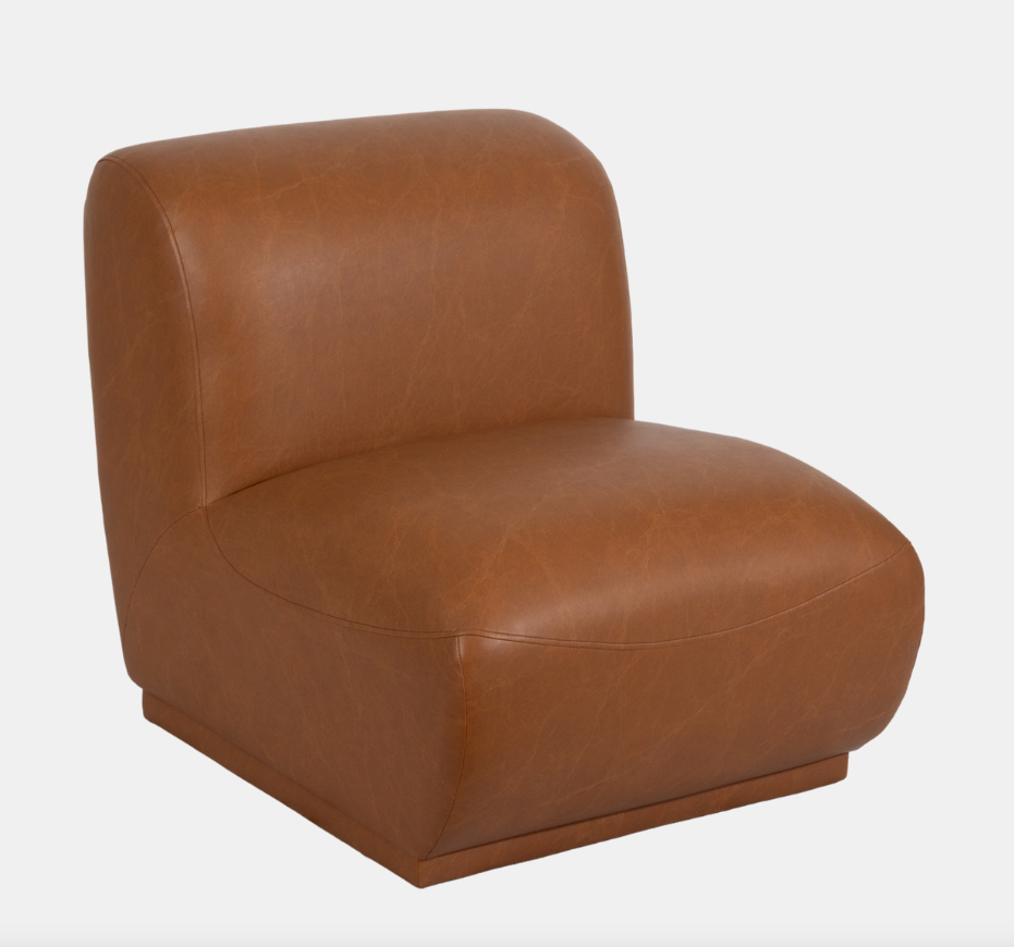 Armless Accent Chair, Brown