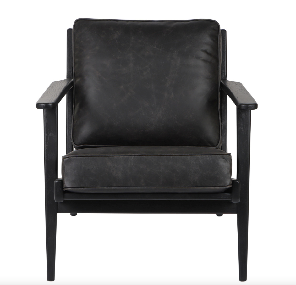 Andromeda Top Grain Leather Accent Chair, Blk