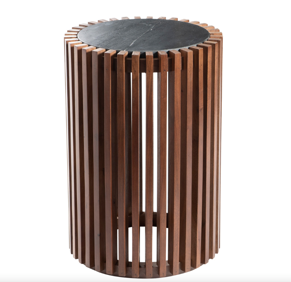 22" Wemley Slatted Acacia Wood Accent Table, Brown