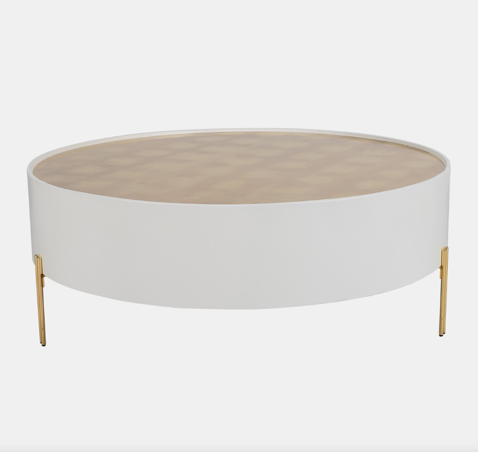 47" Gold Leaf Top Coffee Table, Wht/gld