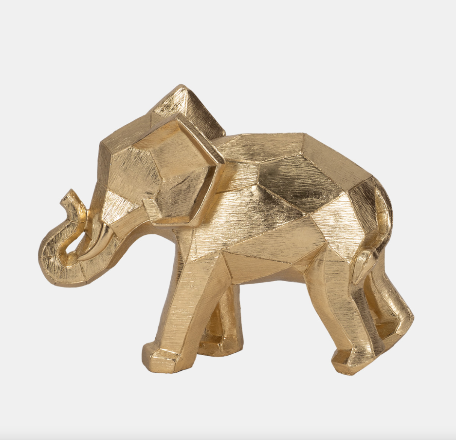 9" Geometric Elephant, Gold