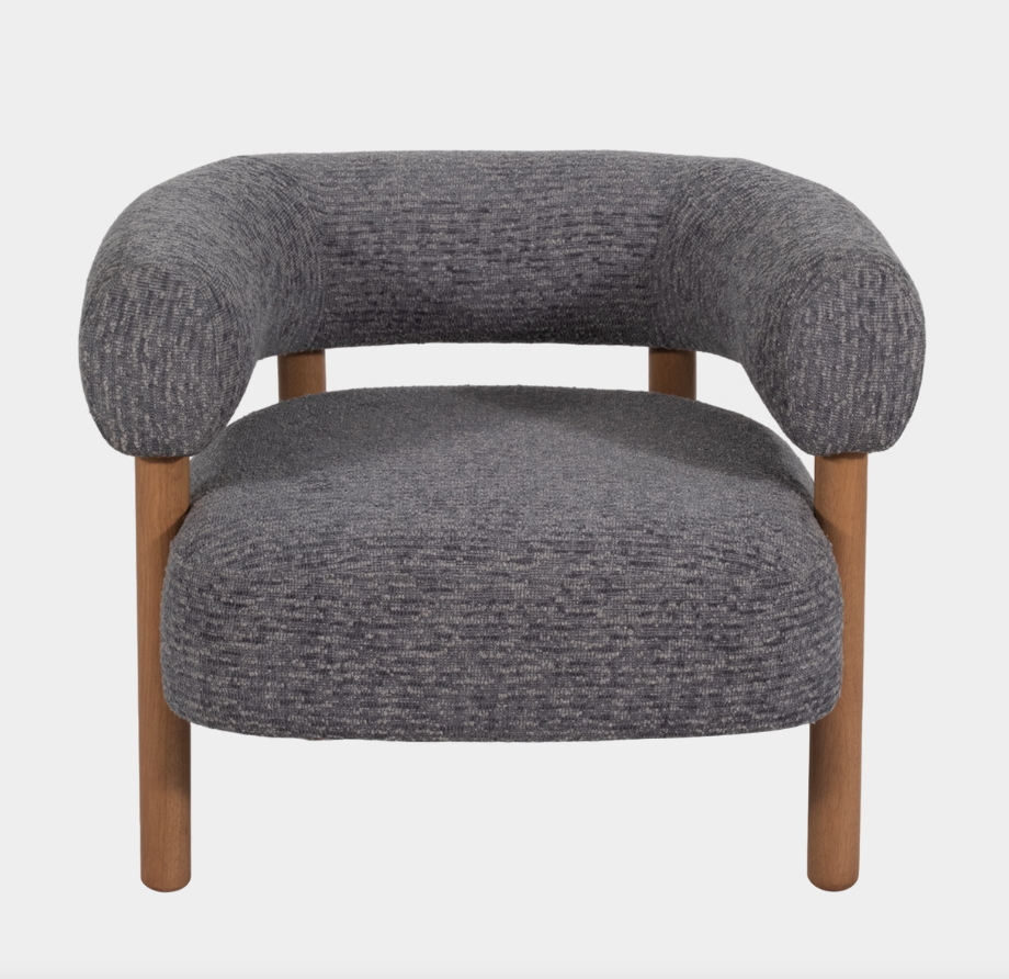 Roundback Accent Chair with Wood Legs - Gray