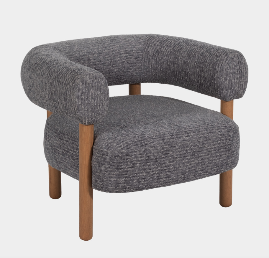 Roundback Accent Chair with Wood Legs - Gray