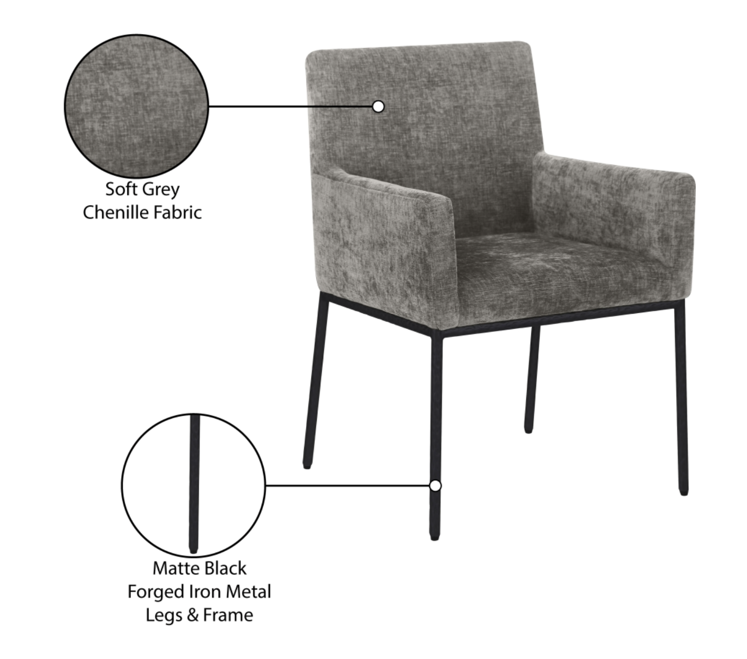 Reeves Chenille Fabric Dining Chair