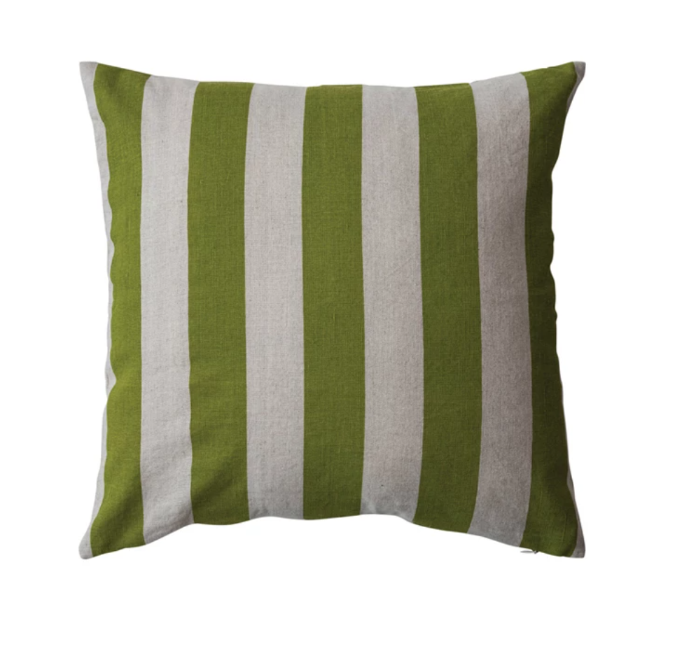 20" Square, Green Stripes