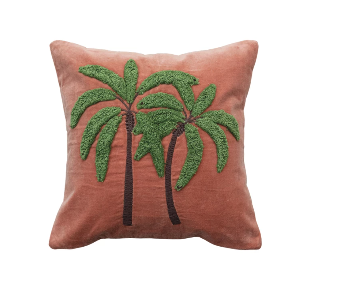 18" Square Pillow, Palm Trees