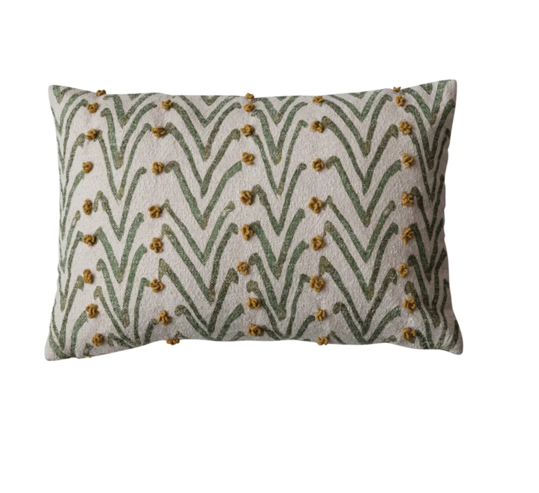 Lumbar Pillow, Green & Mustard