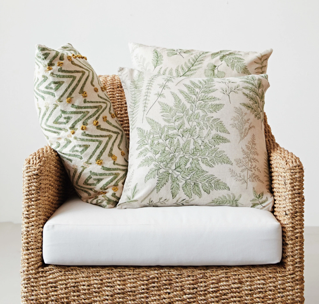 Lumbar Pillow, Green & Mustard