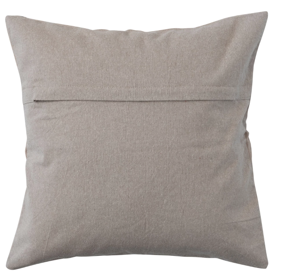 Cotton Slub Pillow w/ Suzani Embroidery & Chambray Back, Polyester Fill